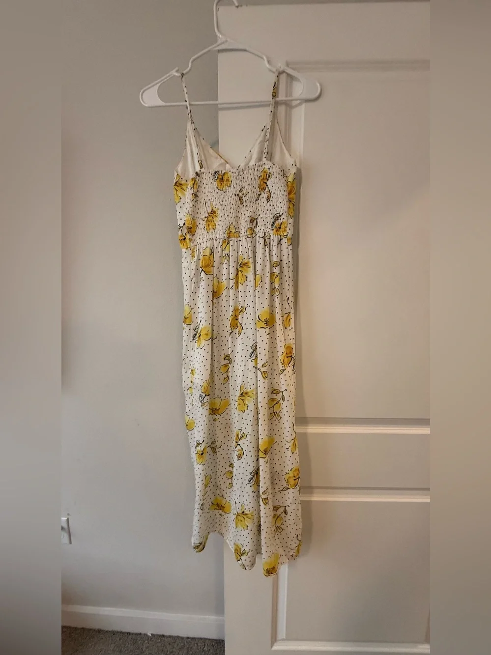 Abercrombie & Fitch White Yellow Floral Polka Dot Wrap Cami Maxi Dress❤️